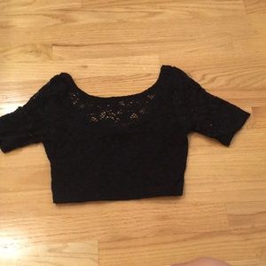 Black lace crop top.